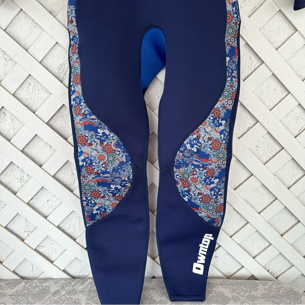 Blue Neoprene Wetsuit with Geometric Accents - Picture 3 of 14